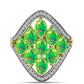 Anel de Prata com Banho de Ouro com Opala Verde do Etíope Lega Dembi e Topázio Branco  Contraste: Cabeca de Veado (800)