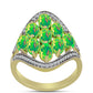 Anel de Prata com Banho de Ouro com Opala Verde do Etíope Lega Dembi e Topázio Branco  Contraste: Cabeca de Veado (800)