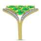 Anel de Prata com Banho de Ouro com Opala Verde do Etíope Lega Dembi e Topázio Branco  Contraste: Cabeca de Veado (800)