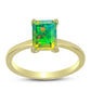 Anel de Prata com Banho de Ouro com Opala Verde do Etíope Lega Dembi