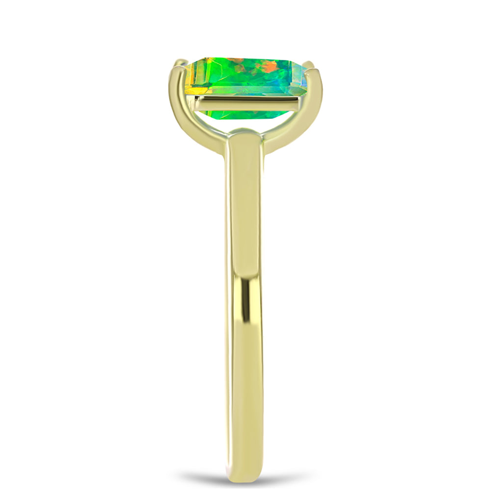 Anel de Prata com Banho de Ouro com Opala Verde do Etíope Lega Dembi
