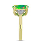 Anel de Prata com Banho de Ouro com Opala Verde do Etíope Lega Dembi e Topázio Branco  Contraste: Cabeca de Veado (800)