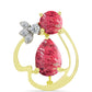 Alfinete de Prata com Banho de Ouro com Thulite e Topázio Branco  Contraste: Cabeca de Veado (800)