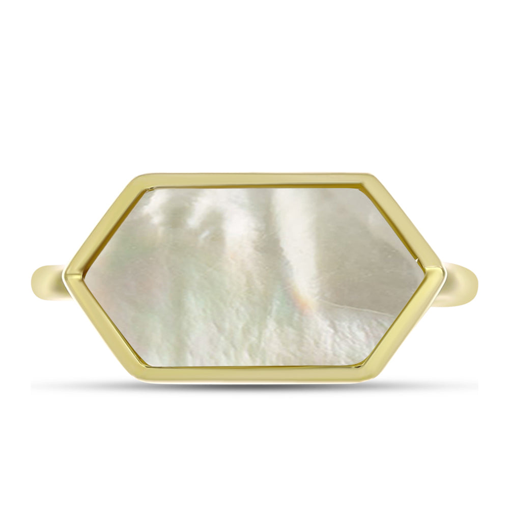 Anel de Prata com Banho de Ouro com Mãe de Pérola 1 