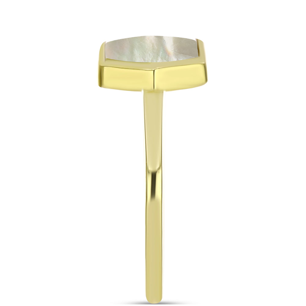 Anel de Prata com Banho de Ouro com Mãe de Pérola