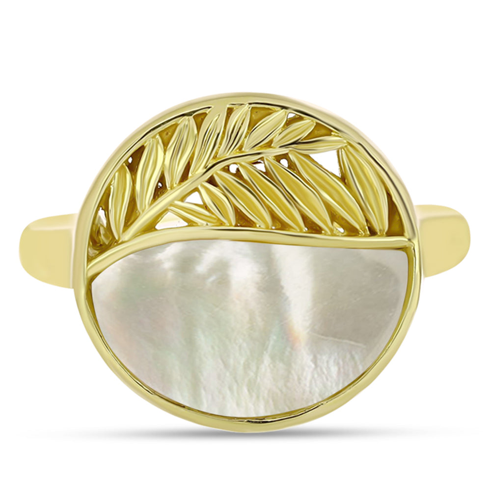 Anel de Prata com Banho de Ouro com Mãe de Pérola  Contraste: Cabeca de Veado (800) 1 