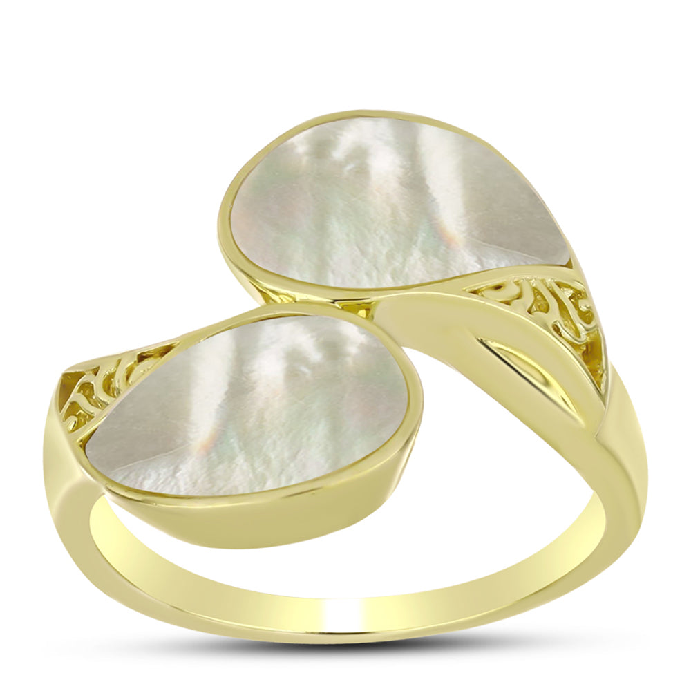Anel de Prata com Banho de Ouro com Mãe de Pérola  Contraste: Cabeca de Veado (800) 3 