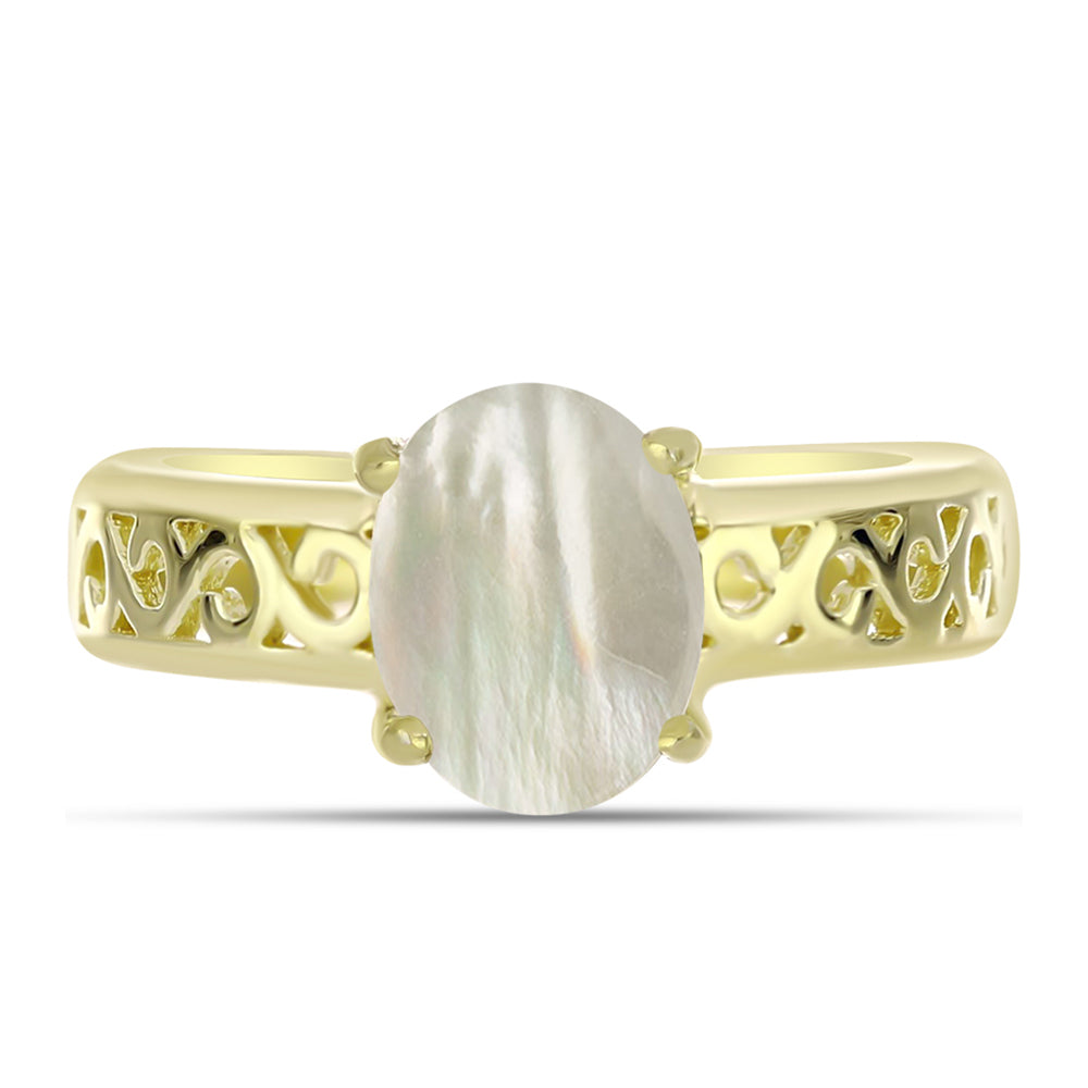 Anel de Prata com Banho de Ouro com Mãe de Pérola 1 