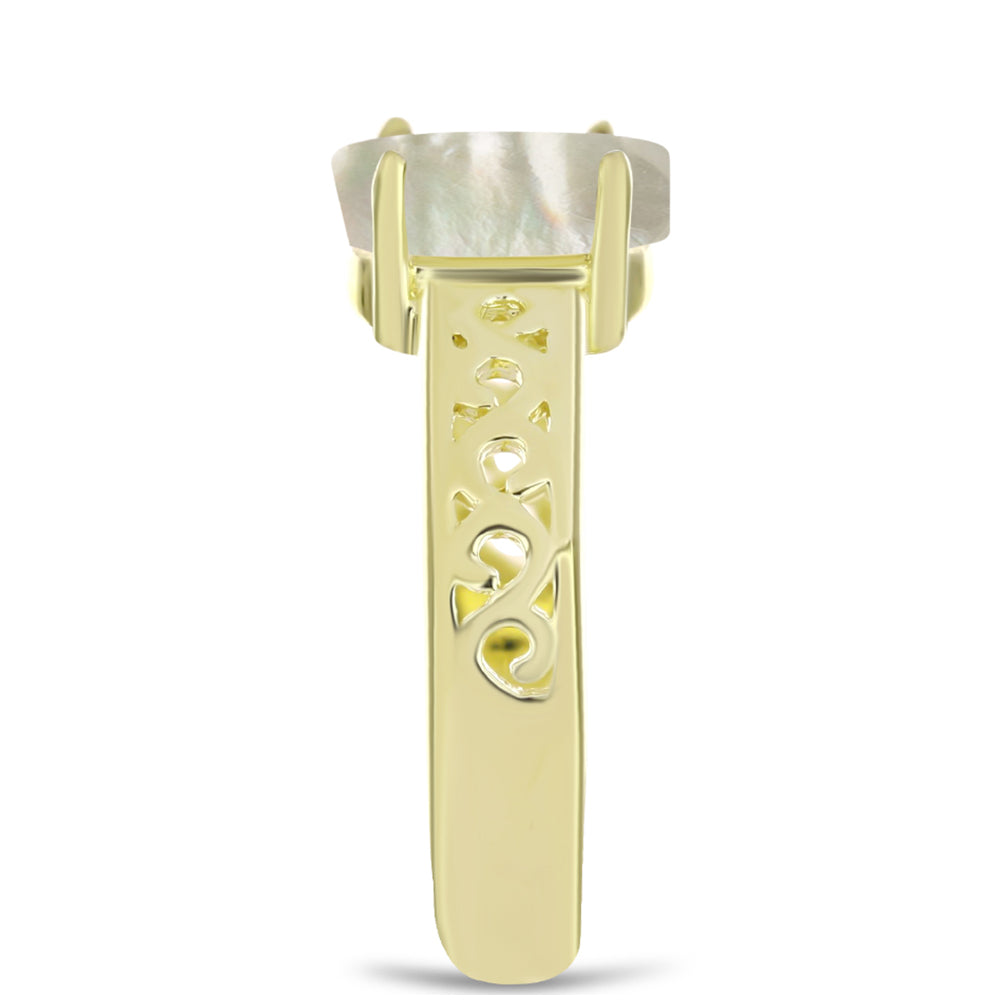 Anel de Prata com Banho de Ouro com Mãe de Pérola