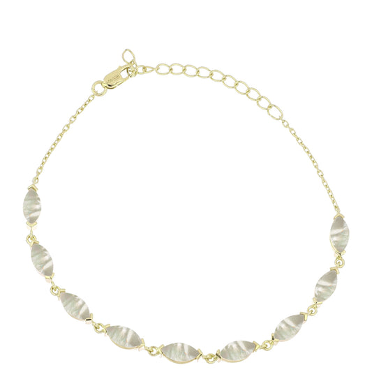 Pulseira de Prata com Banho de Ouro com Mãe de Pérola  Contraste: Cabeca de Veado (800)