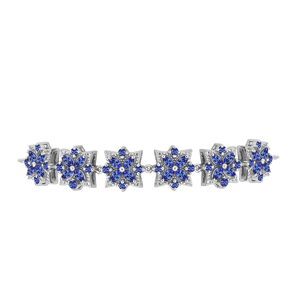 Pulseira de Prata com Tanzanite AAA  Contraste: Cabeca de Veado (800)