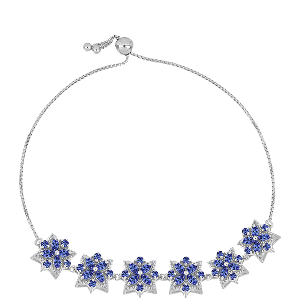 Pulseira de Prata com Tanzanite AAA  Contraste: Cabeca de Veado (800)