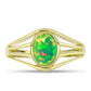 Anel de Prata com Banho de Ouro com Opala Verde do Etíope Lega Dembi  Contraste: Cabeca de Veado (800)