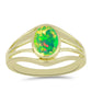 Anel de Prata com Banho de Ouro com Opala Verde do Etíope Lega Dembi  Contraste: Cabeca de Veado (800)