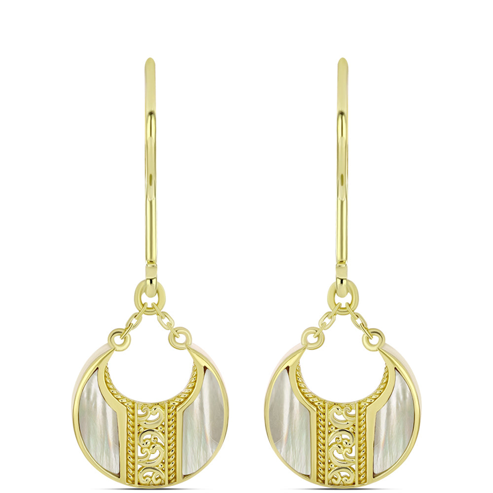 Brincos de Prata com Banho de Ouro com Mãe de Pérola  Contraste: Cabeca de Veado (800) 1 
