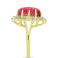 Anel de Prata com Banho de Ouro com Thulite e Topázio Branco  Contraste: Cabeca de Veado (800)
