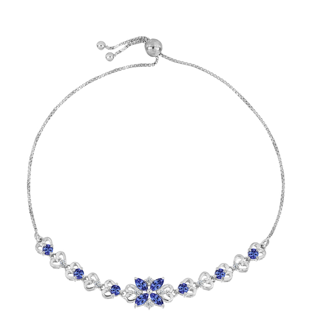 Pulseira de Prata com Tanzanite AAA  Contraste: Cabeca de Veado (800)