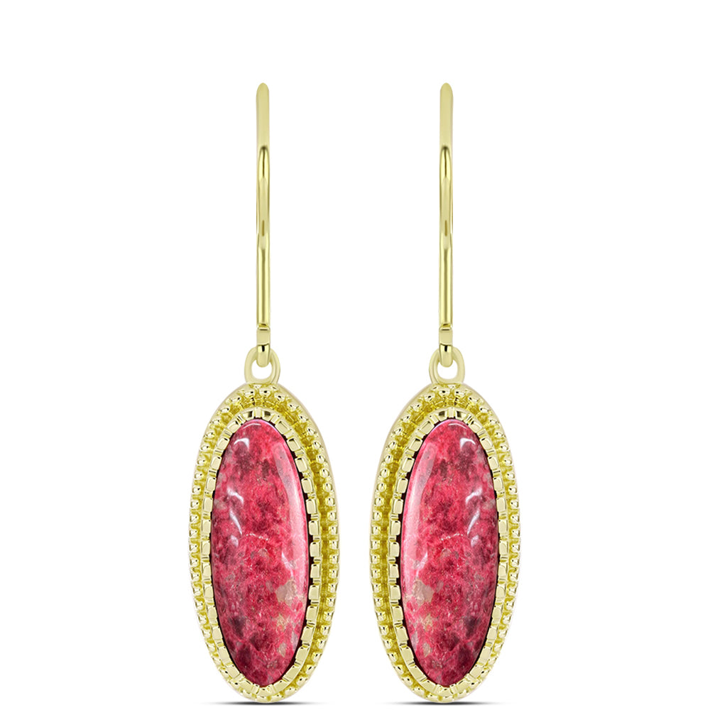 Brincos de Prata com Banho de Ouro com Thulite 1 