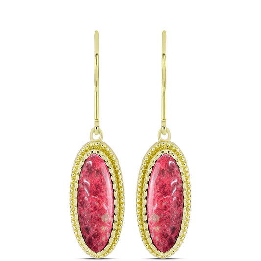 Brincos de Prata com Banho de Ouro com Thulite
