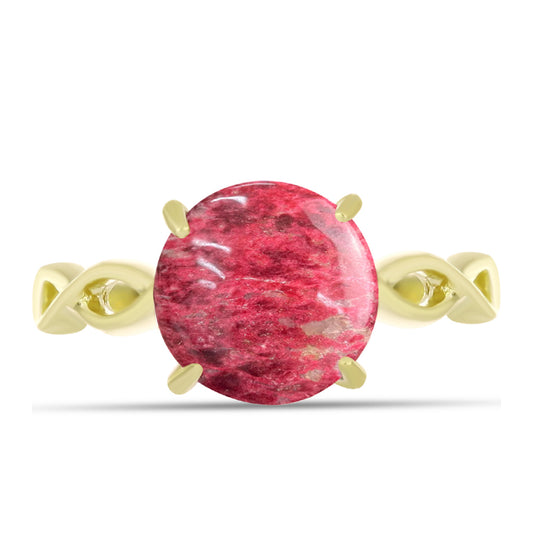 Anel de Prata com Banho de Ouro com Thulite