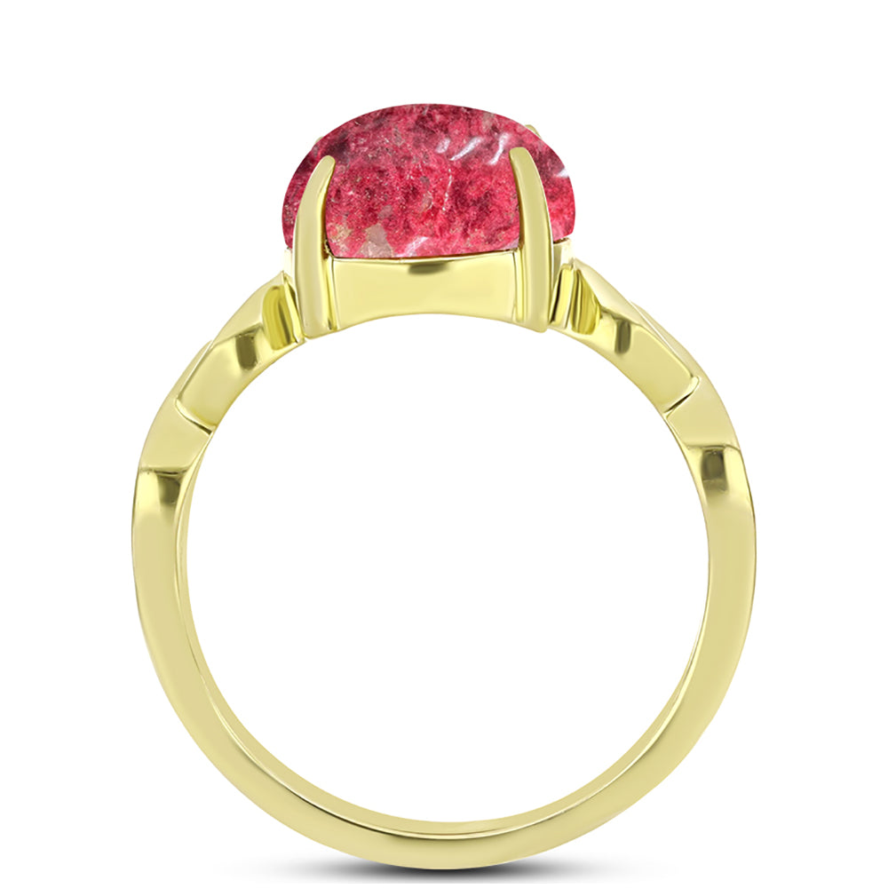 Anel de Prata com Banho de Ouro com Thulite