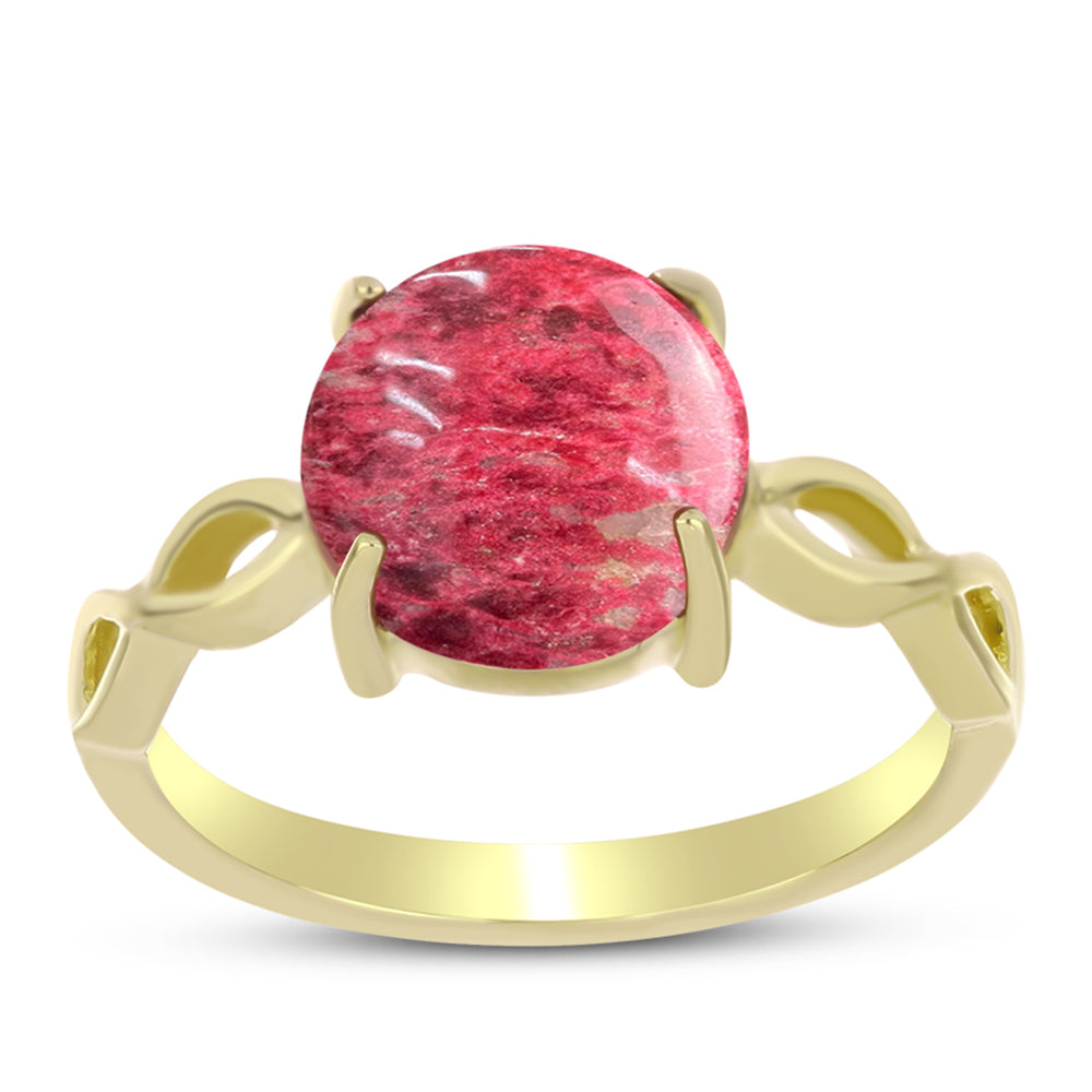 Anel de Prata com Banho de Ouro com Thulite