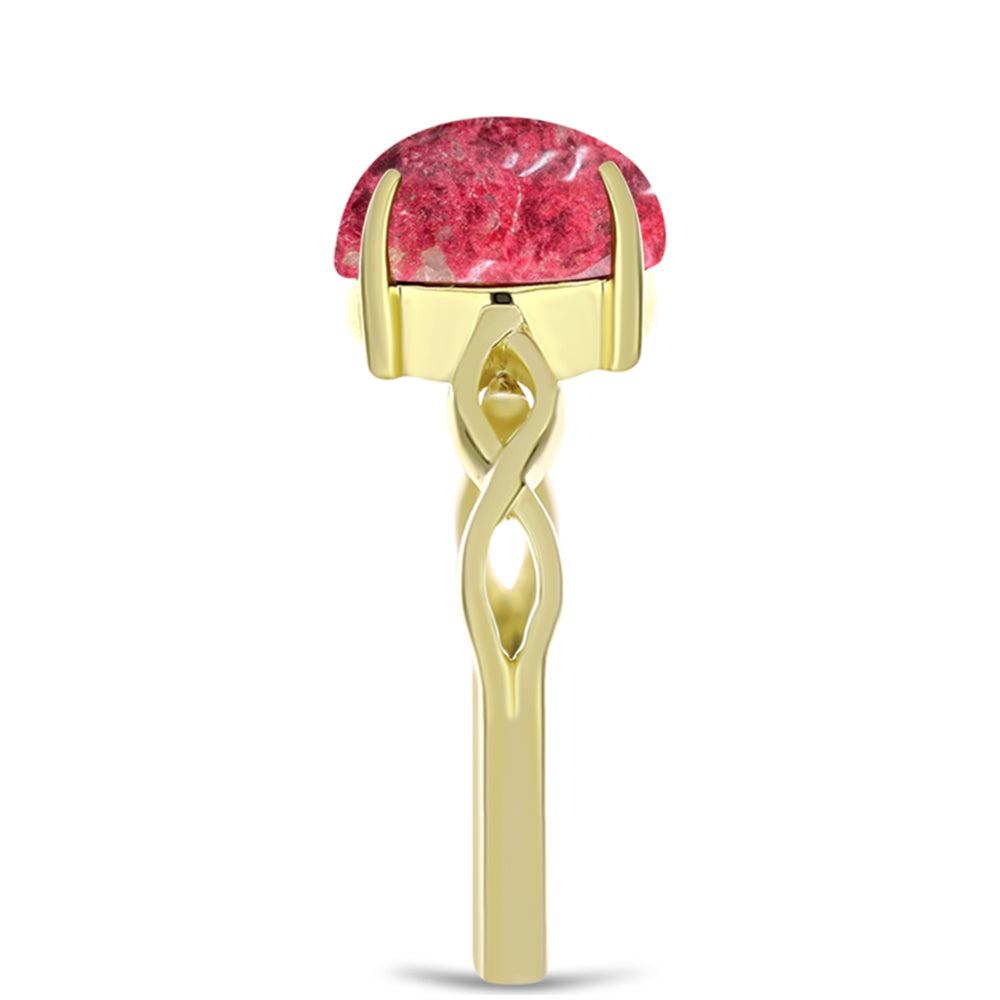 Anel de Prata com Banho de Ouro com Thulite 4 