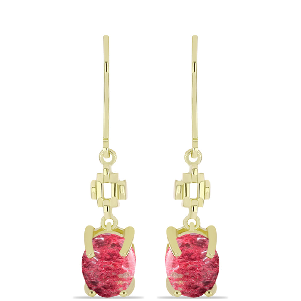 Brincos de Prata com Banho de Ouro com Thulite 1 
