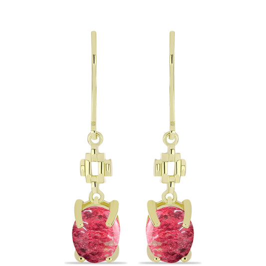 Brincos de Prata com Banho de Ouro com Thulite