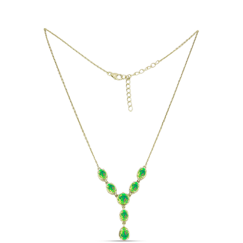 Colar de Prata com Banho de Ouro com Opala Verde do Etíope Lega Dembi  Contraste: Cabeca de Veado (800) 1 