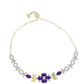 Pulseira de Prata com Banho de Ouro com Ametista de Marrocos e Topázio Branco  Contraste: Cabeca de Veado (800)