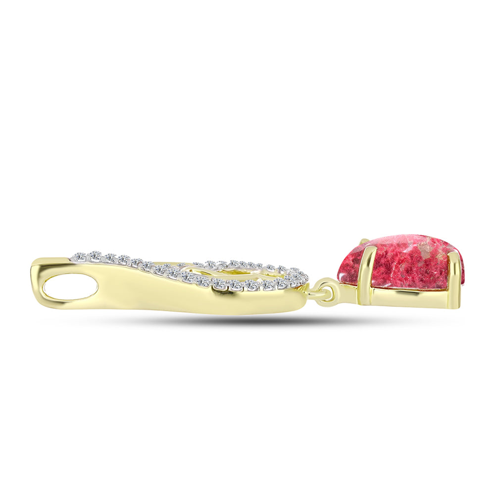 Pendente de Prata com Banho de Ouro com Thulite e Topázio Branco 2 