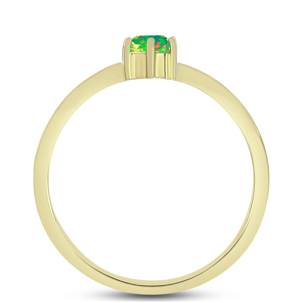 Anel de Prata com Banho de Ouro com Opala Verde do Etíope Lega Dembi 2 