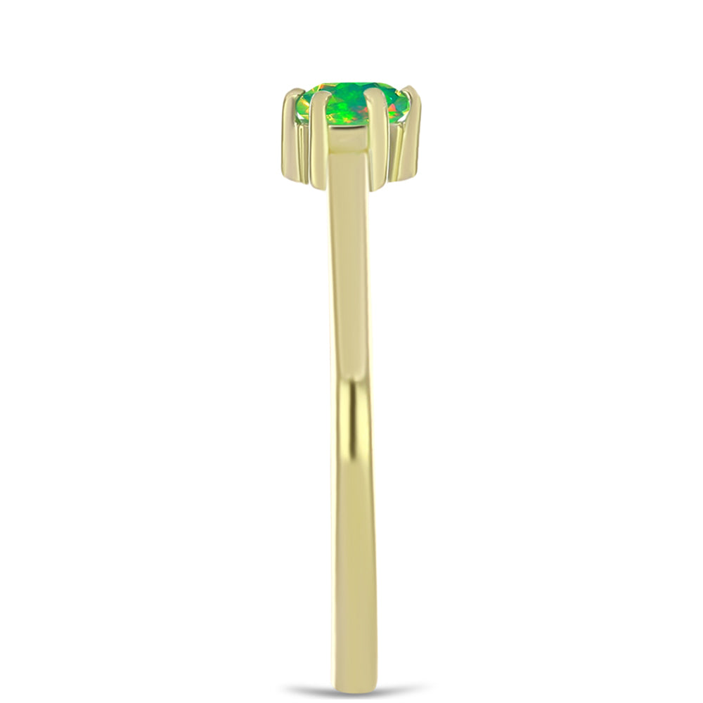 Anel de Prata com Banho de Ouro com Opala Verde do Etíope Lega Dembi 4 