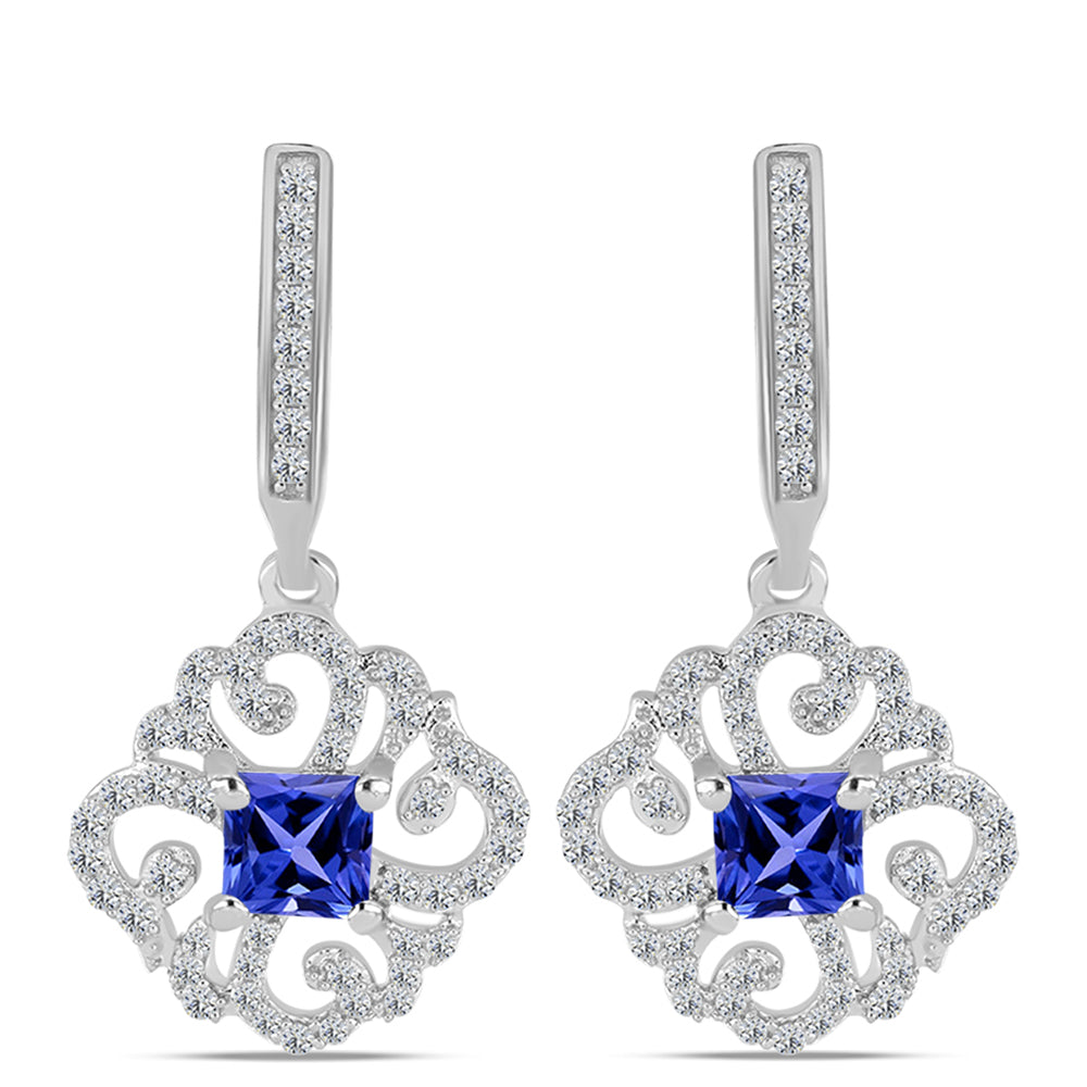 Brincos de Prata com Tanzanite AAA e Topázio Branco