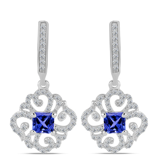 Brincos de Prata com Tanzanite AAA e Topázio Branco