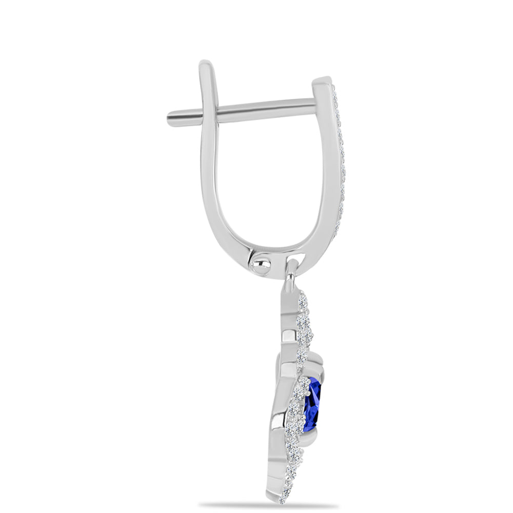 Brincos de Prata com Tanzanite AAA e Topázio Branco