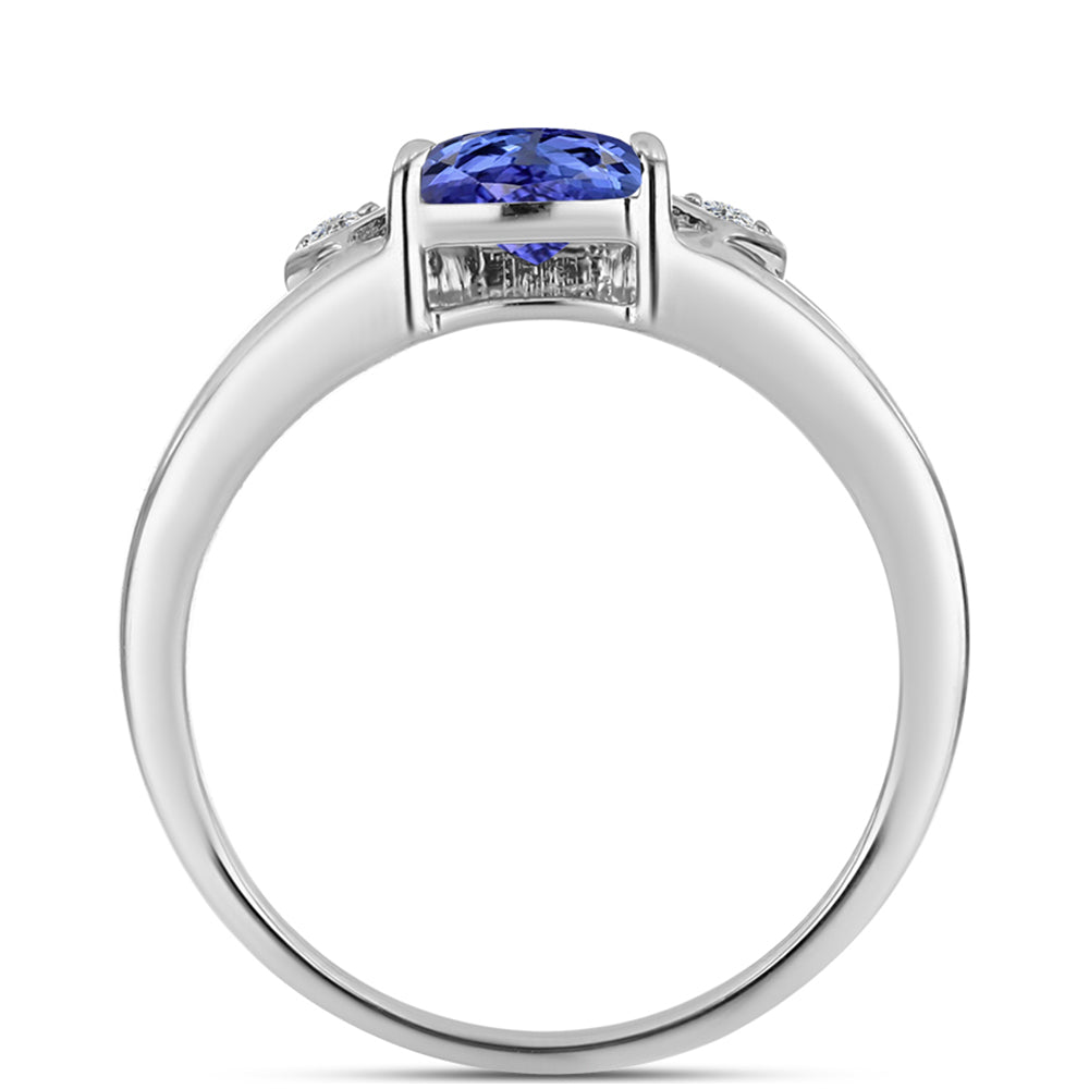 Anel de Prata com Tanzanite AAA e Topázio Branco