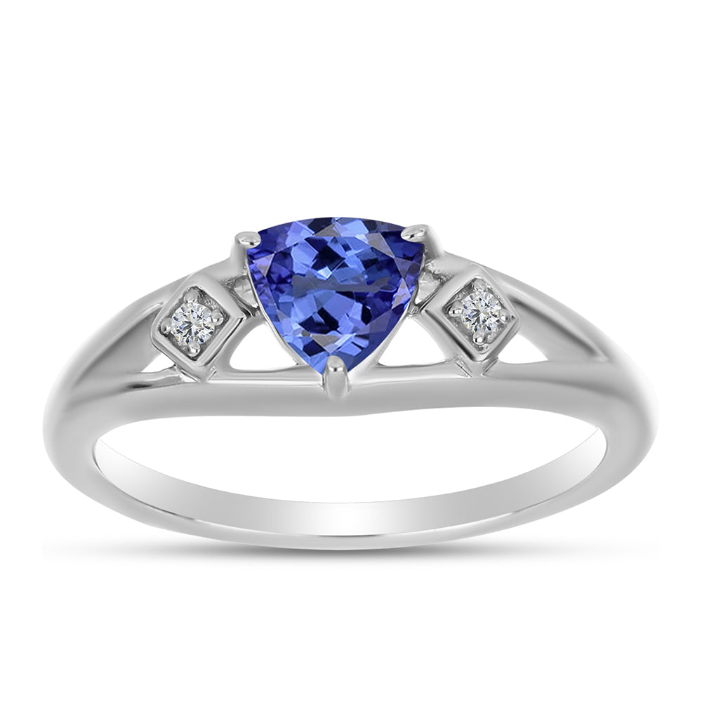 Anel de Prata com Tanzanite AAA e Topázio Branco 3 