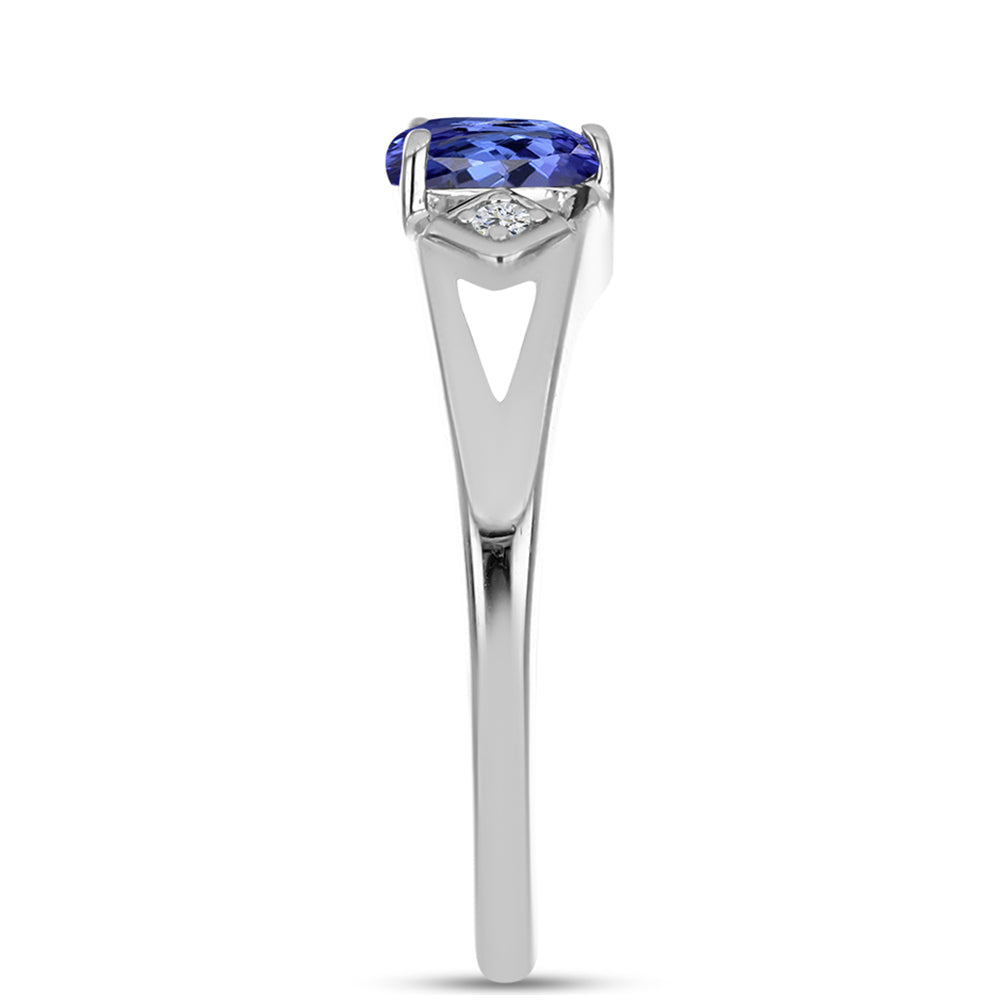 Anel de Prata com Tanzanite AAA e Topázio Branco 4 
