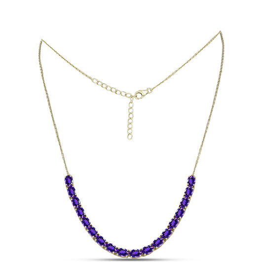 Colar de Prata com Banho de Ouro com Ametista de Marrocos  Contraste: Cabeca de Veado (800)