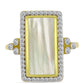Anel de Prata com Banho de Ouro com Mãe de Pérola e Topázio Branco  Contraste: Cabeca de Veado (800)