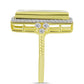 Anel de Prata com Banho de Ouro com Mãe de Pérola e Topázio Branco  Contraste: Cabeca de Veado (800)