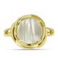 Anel de Prata com Banho de Ouro com Mãe de Pérola  Contraste: Cabeca de Veado (800)