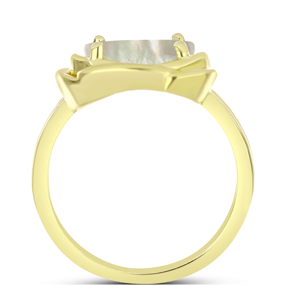 Anel de Prata com Banho de Ouro com Mãe de Pérola  Contraste: Cabeca de Veado (800) 2 