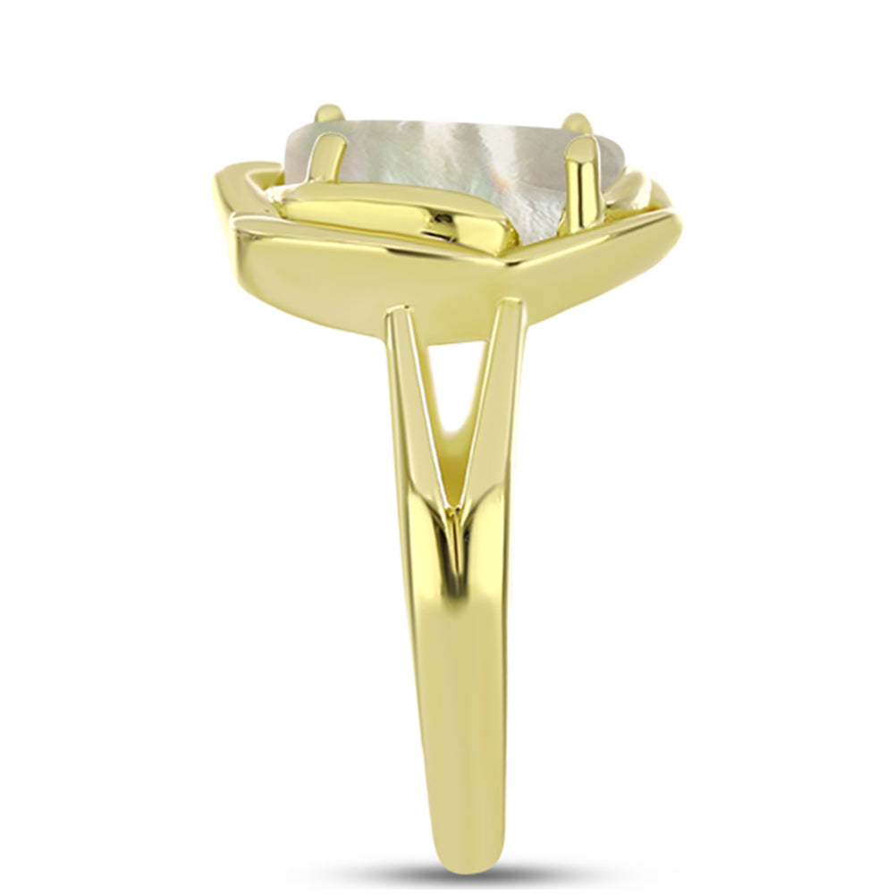 Anel de Prata com Banho de Ouro com Mãe de Pérola  Contraste: Cabeca de Veado (800) 4 