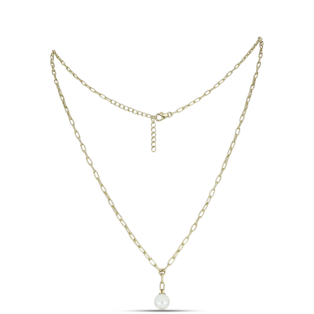 Colar de Prata com Banho de Ouro com Mãe de Pérola  Contraste: Cabeca de Veado (800)