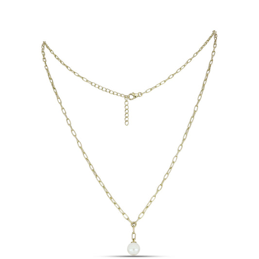 Colar de Prata com Banho de Ouro com Mãe de Pérola  Contraste: Cabeca de Veado (800)