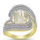 Anel de Prata com Banho de Ouro com Mãe de Pérola e Topázio Branco  Contraste: Cabeca de Veado (800)