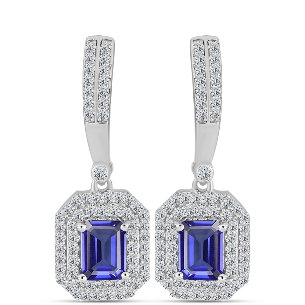 Brincos de Prata com Tanzanite AAA e Topázio Branco 1 
